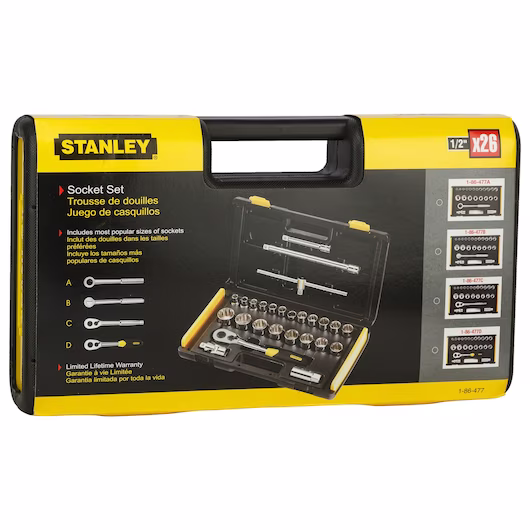 STANLEY Socket Spanner Set:Metric 1/2" dr 10 to 32 (26pcs) 12PT