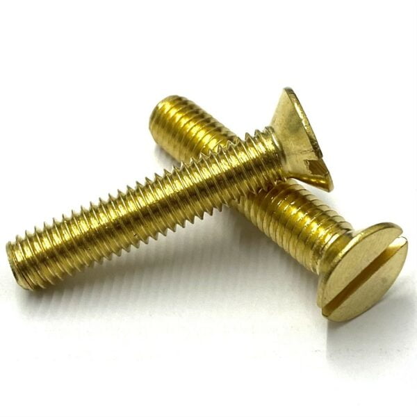 Brass Slotted CSK Machine Screw:1/4" x 1 1/2"UNC - DIN 963/Brass/Full Thread
