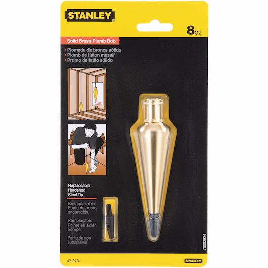 STANLEY Plumb Bob:Solid Brass 8oz/225gms