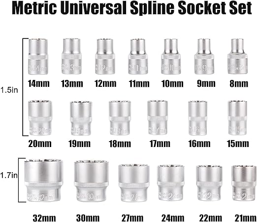 STANLEY Socket Spanner Set:Metric 1/2" dr 8 to 32 (19pcs + 5pcs Acc)