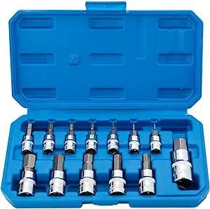 KINGTONY Hex Head Bit Socket Wrench:9pc Set (4-17mm) 1/2" Dr
