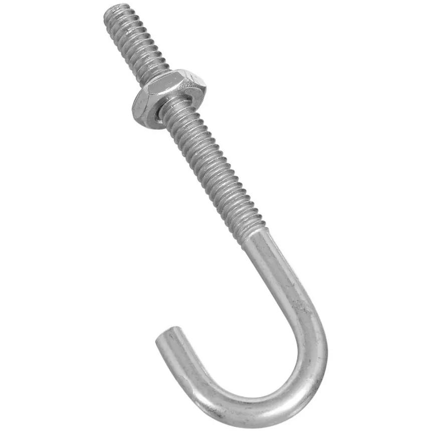 J Hook Roofing Bolt c/w Nut:¼" x 2½" UNC - BS 1494/4.8/EPG